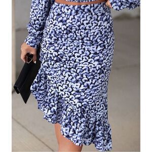 Jacquie the Label Flower Market Strolls Ruched Ruffle Midi Skirt Womens Medium